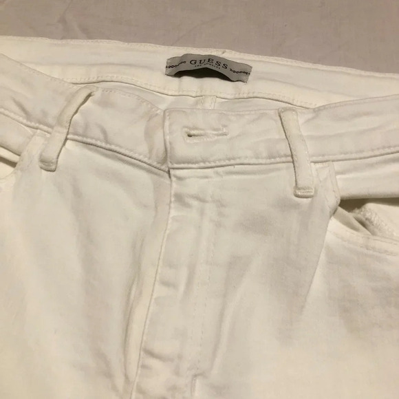 Guess High Rise Flare Distressed Jeans Size 32 White - Picture 5 of 16